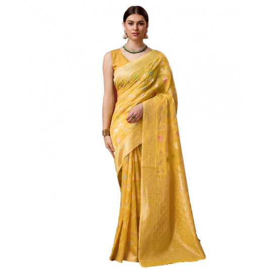 Glamorous Cotton Woven Design Saree With Blouse Piece