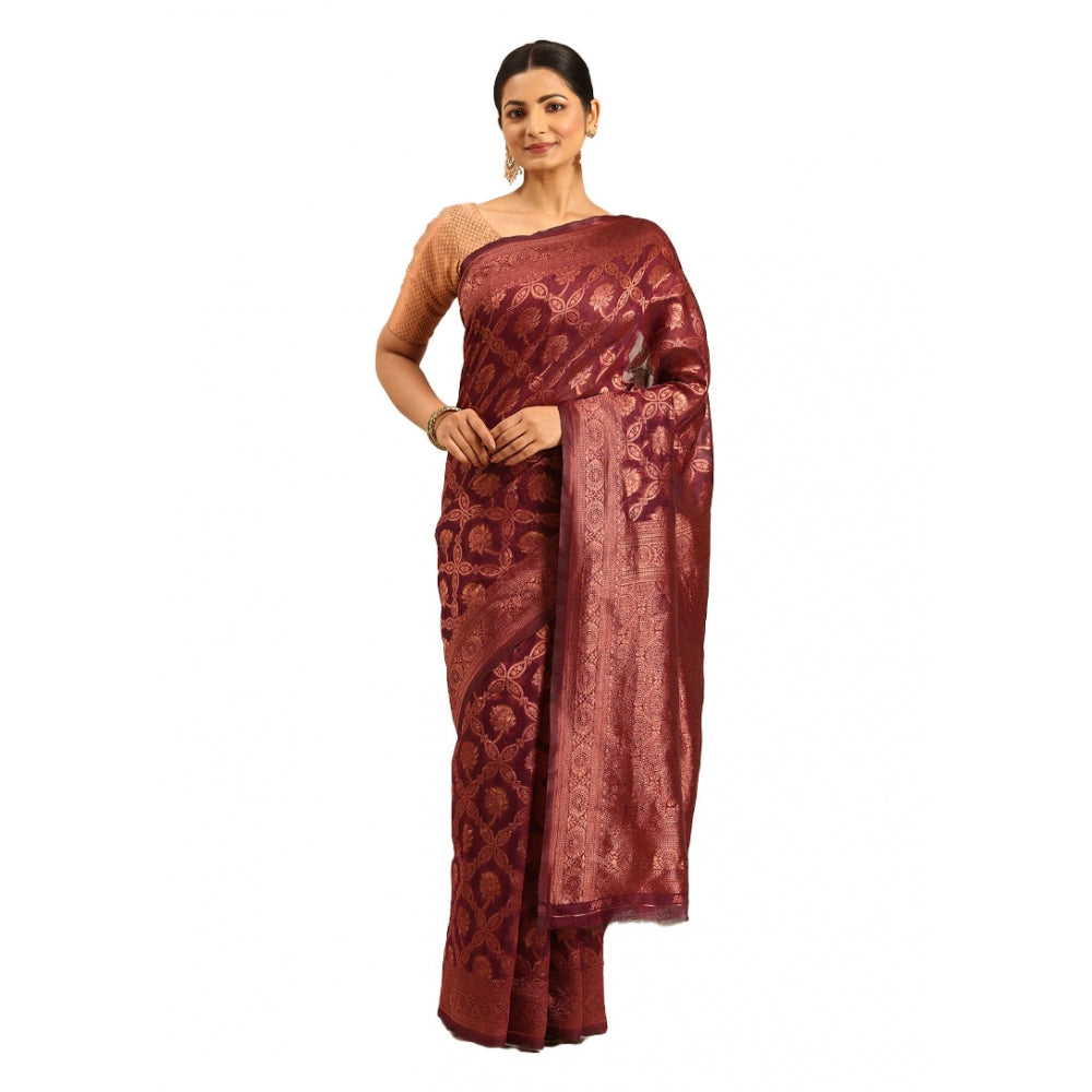 Exquisite Cotton Woven Design Saree With Blouse Piece