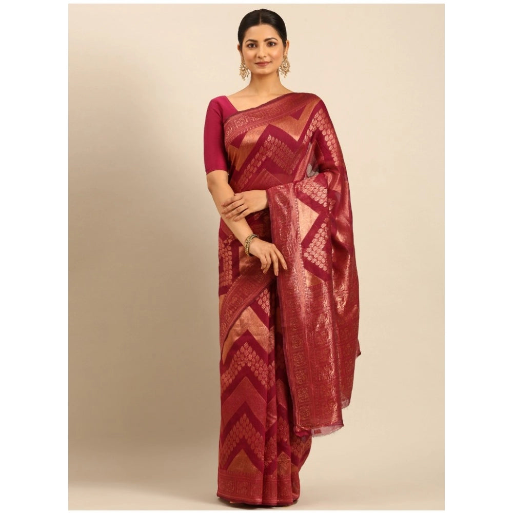 Groovy Cotton Woven Design Saree With Blouse Piece