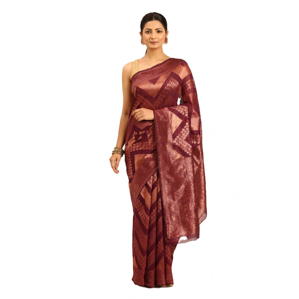 Exquisite Cotton Woven Design Saree With Blouse Piece