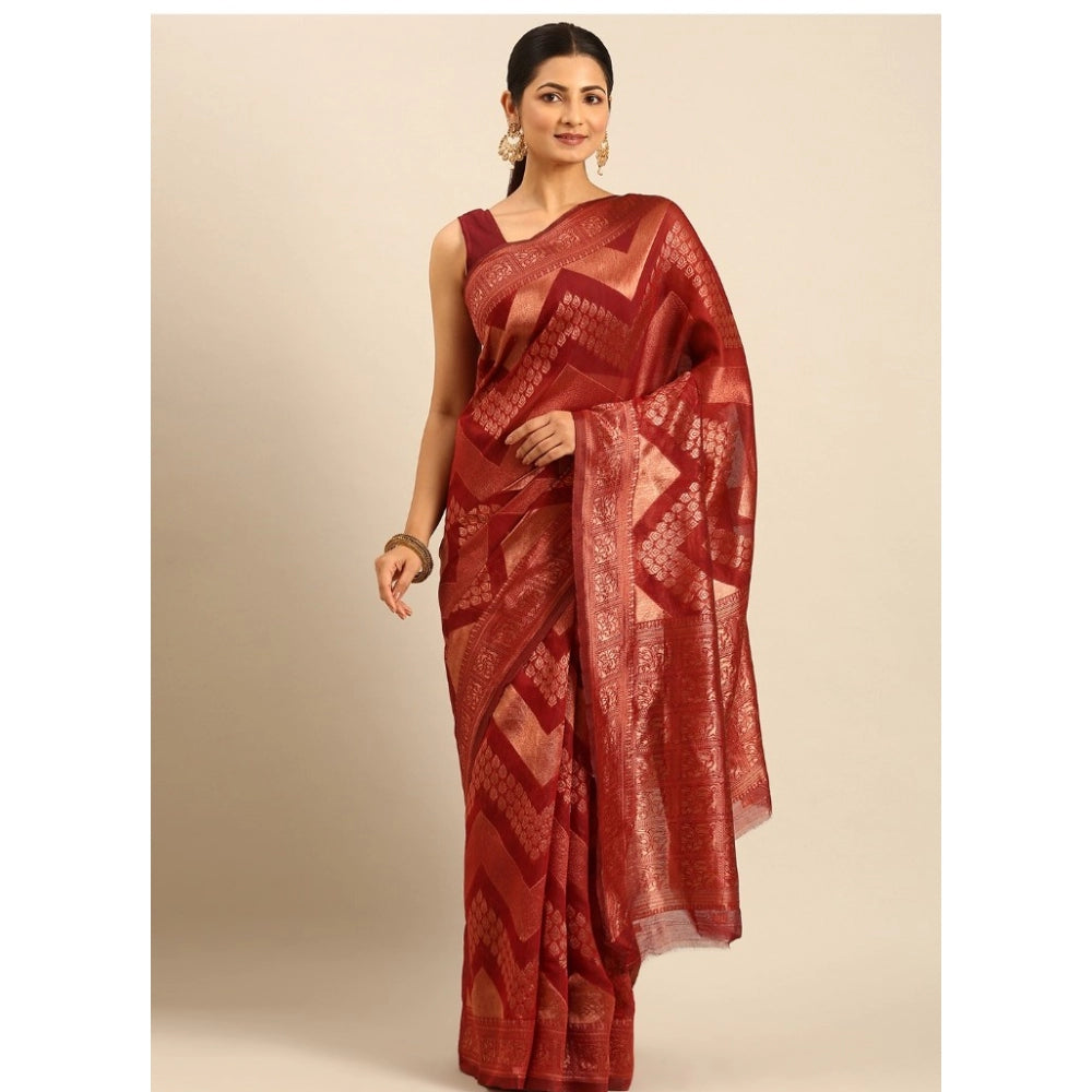 Exquisite Cotton Woven Design Saree With Blouse Piece