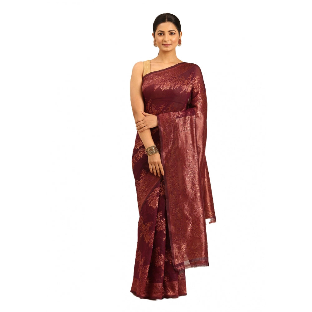 Exquisite Cotton Woven Design Saree With Blouse Piece