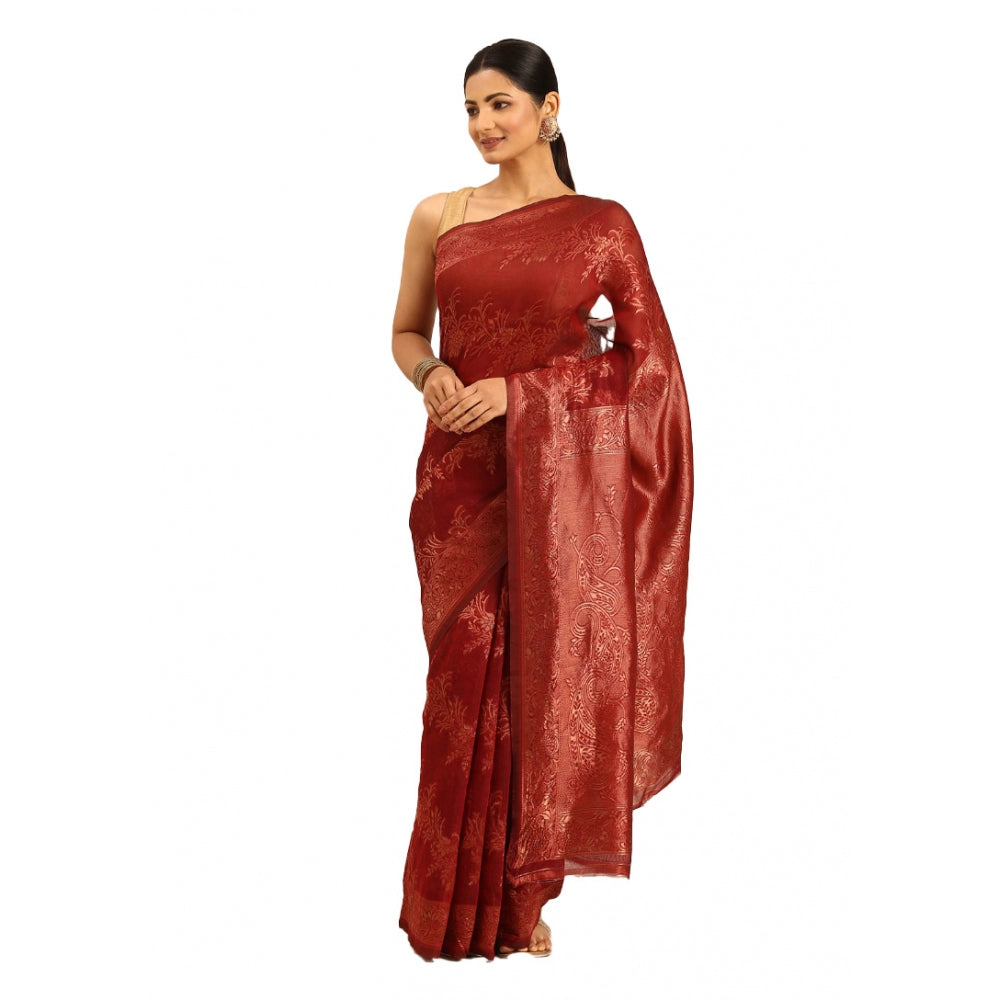 Exquisite Cotton Woven Design Saree With Blouse Piece