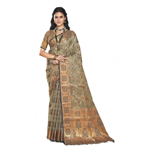 Urbane Organza Woven Design Saree With Blouse Piece