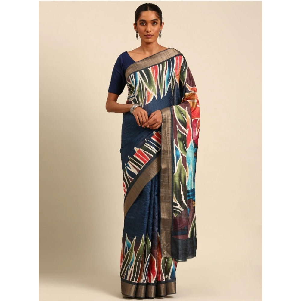 Snazzy Cotton Printed Saree With Blouse Piece