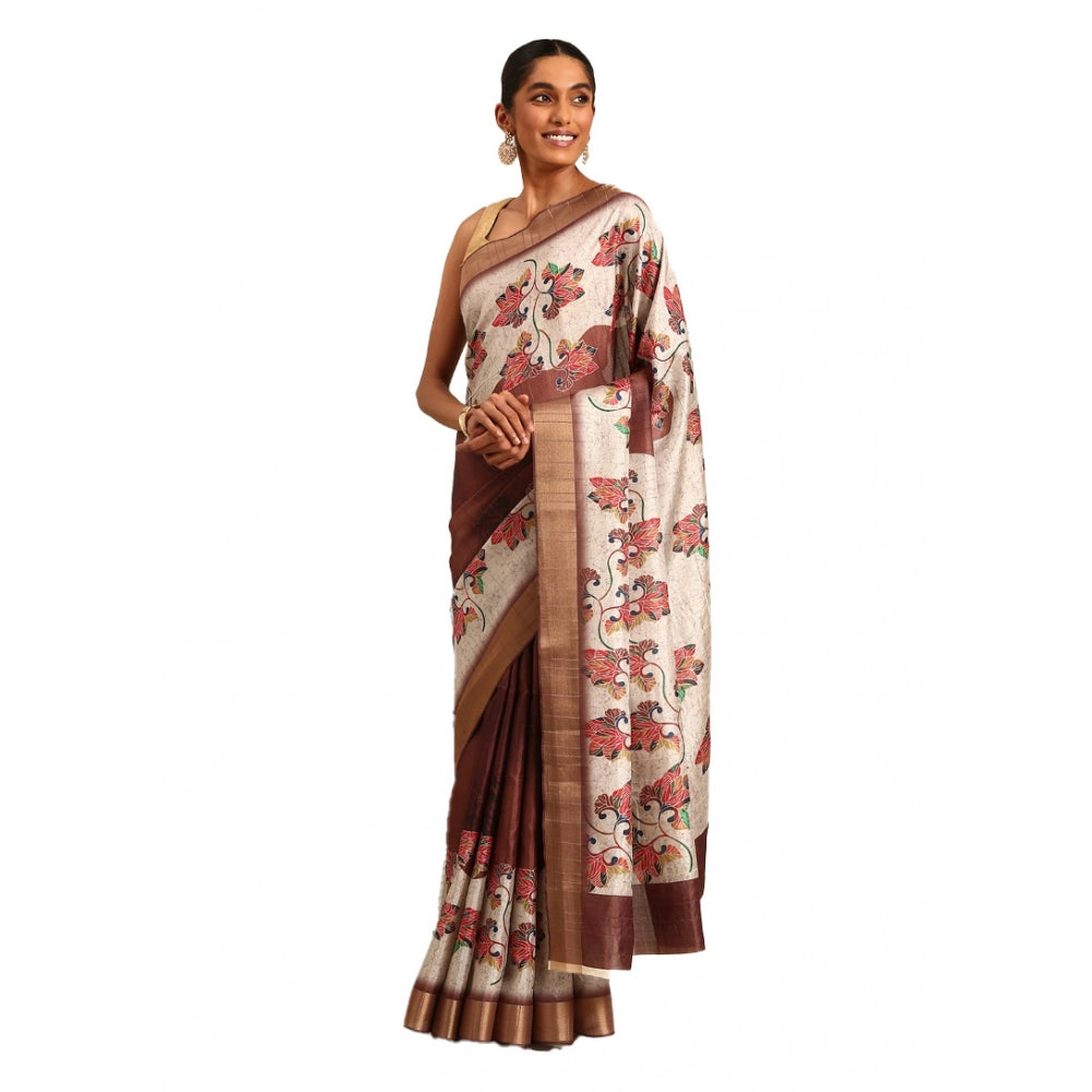 Modish Cotton Printed Saree With Blouse Piece