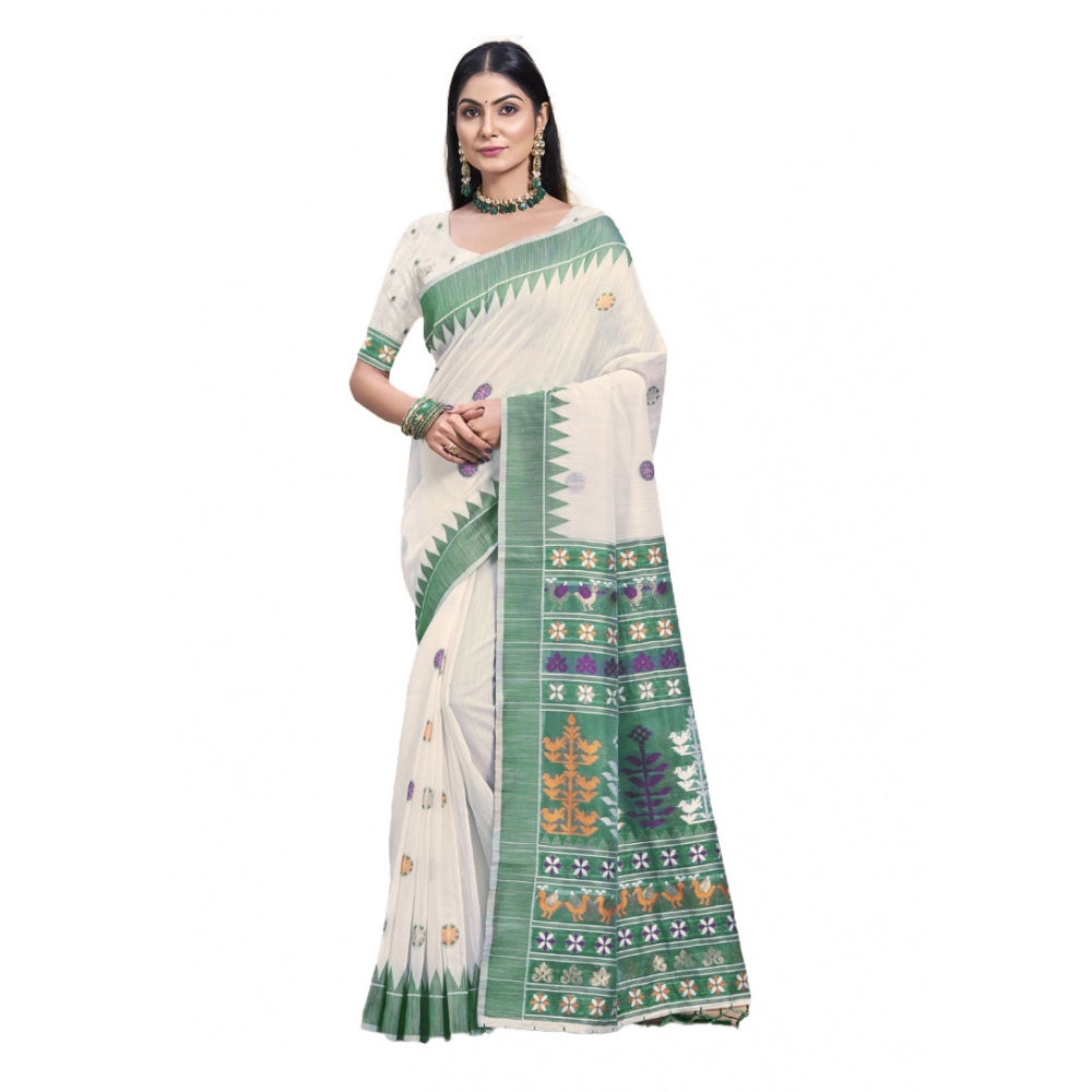 Comfy Cotton Printed Saree With Blouse Piece