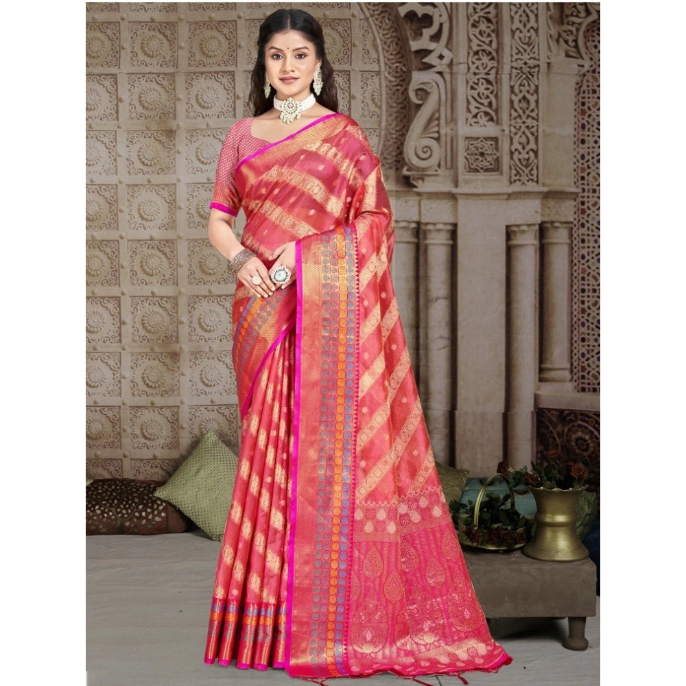 Partywear Silk Woven Design Saree With Blouse Piece