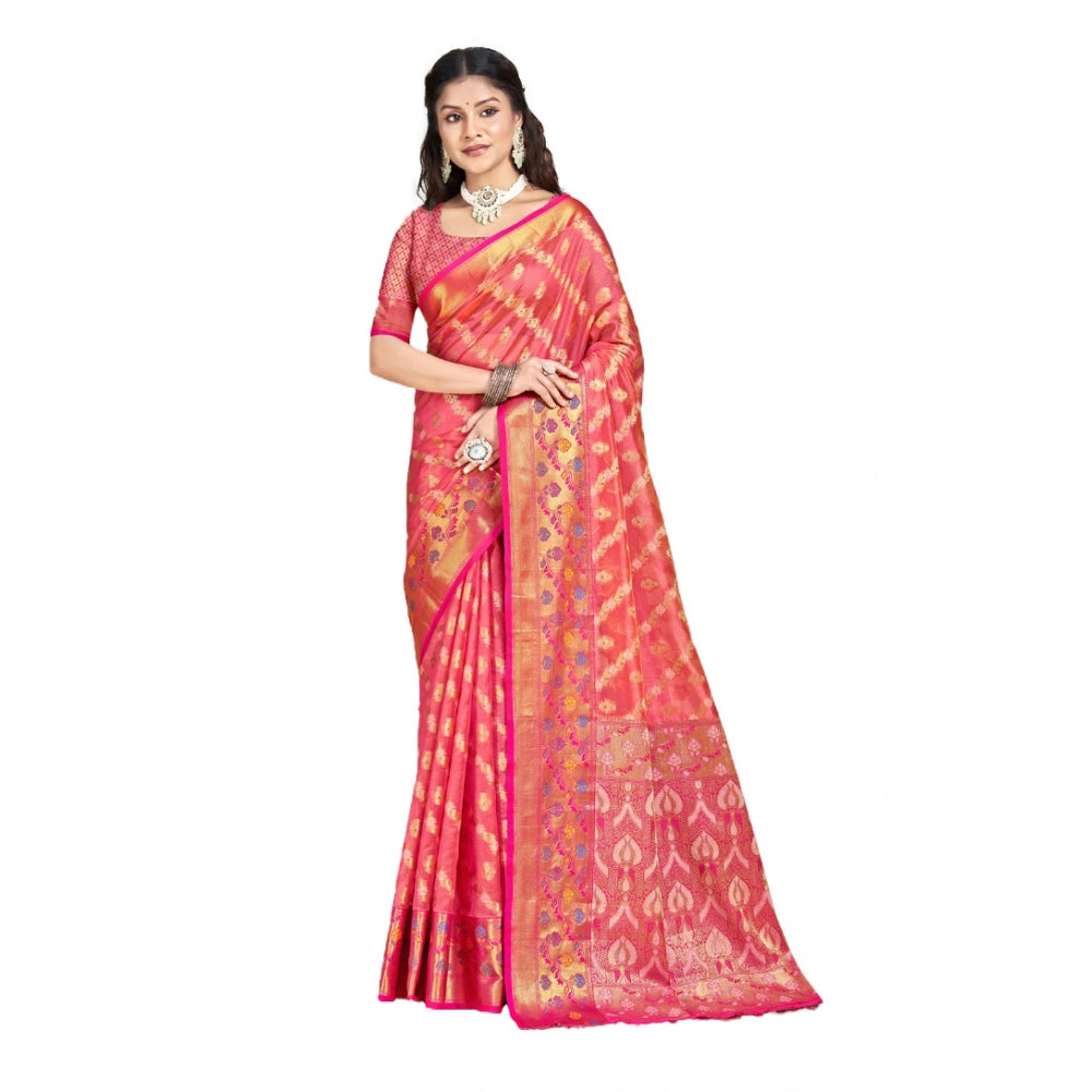 Partywear Silk Woven Design Saree With Blouse Piece