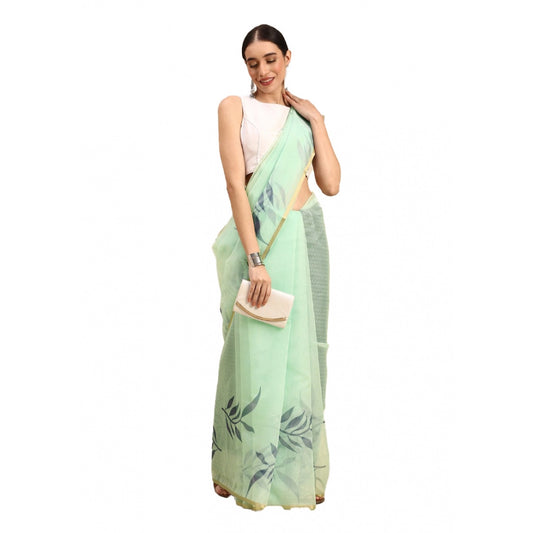 Classy Organza Floral Printed Saree With Blouse Piece