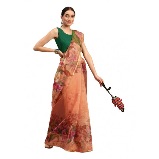 Classy Organza Printed Saree With Blouse Piece