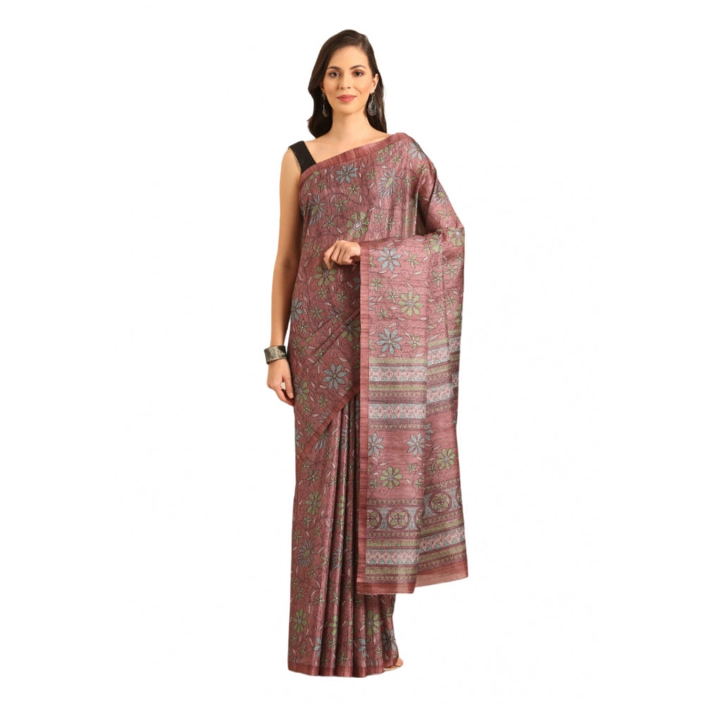 Glamorous Cotton Printed Saree With Blouse Piece