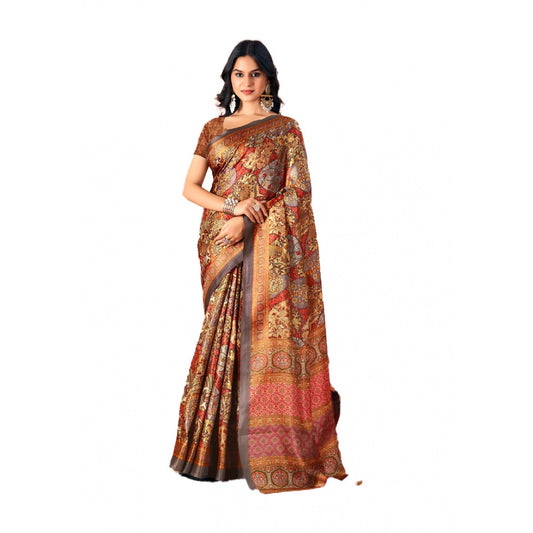 Modish Polyester Printed Saree With Blouse Piece