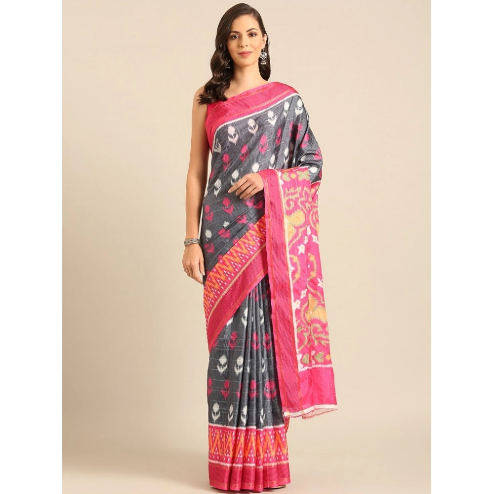 Snazzy Cotton Printed Saree With Blouse Piece