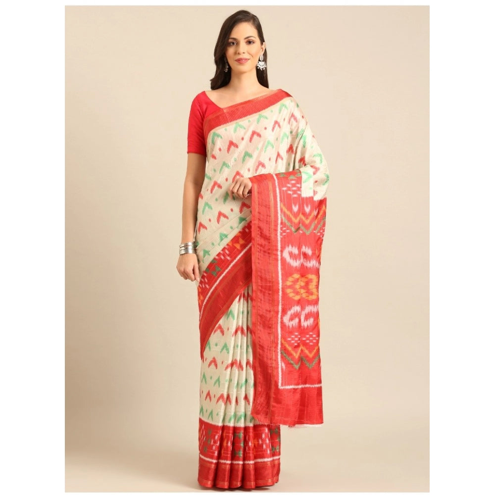 Snazzy Cotton Printed Saree With Blouse Piece