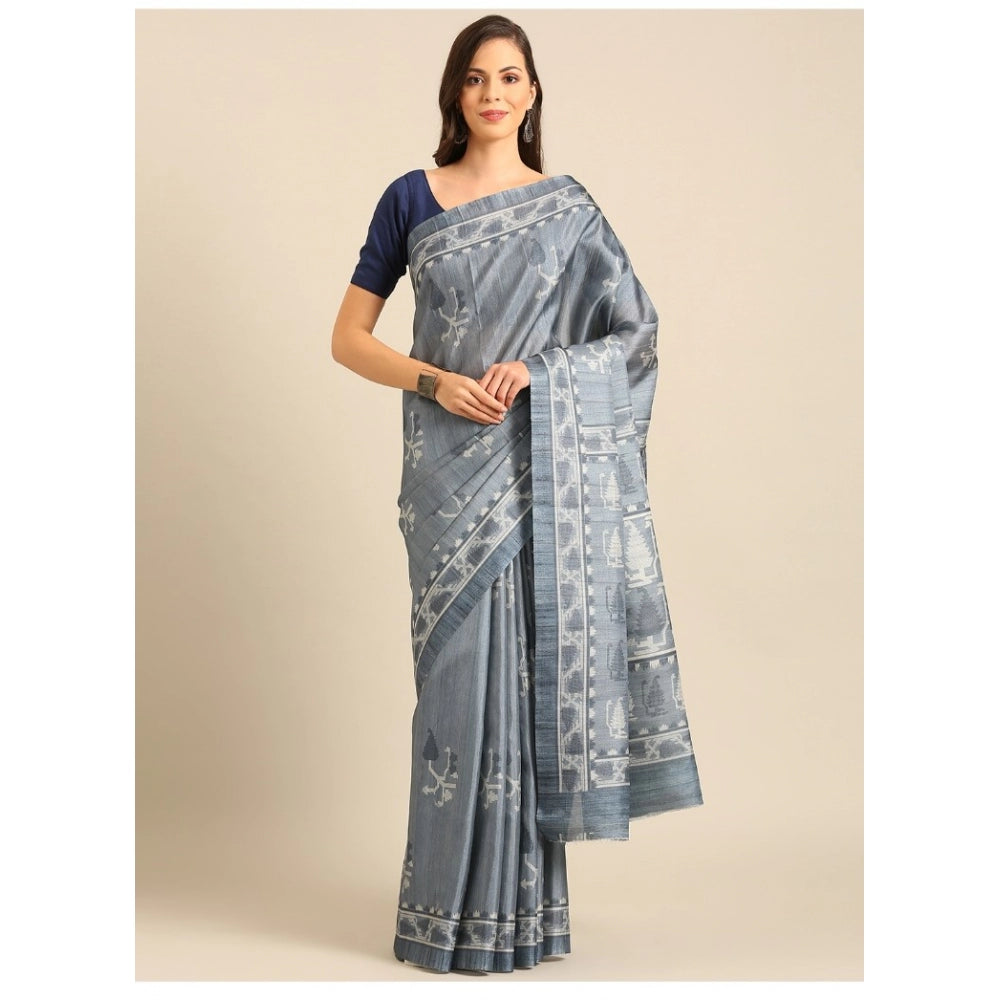 Snazzy Cotton Printed Saree With Blouse Piece