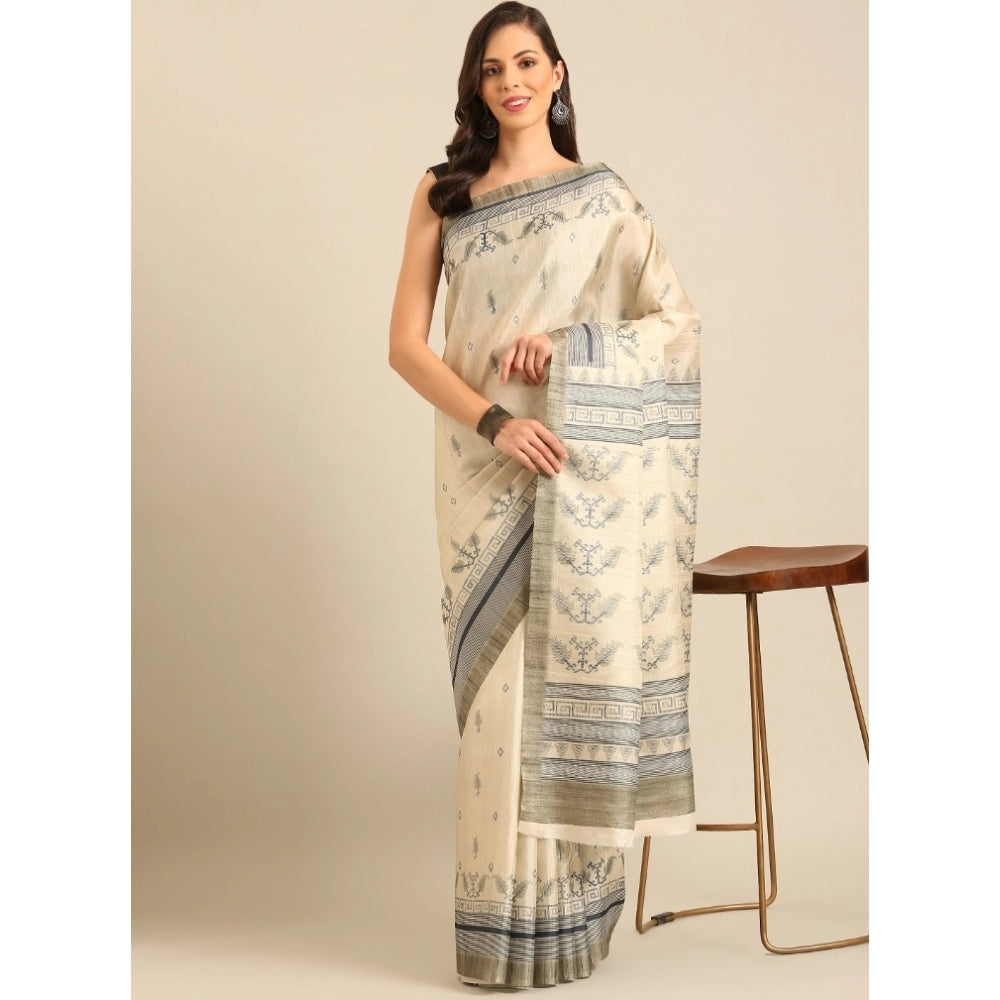 Modish Cotton Printed Saree With Blouse Piece