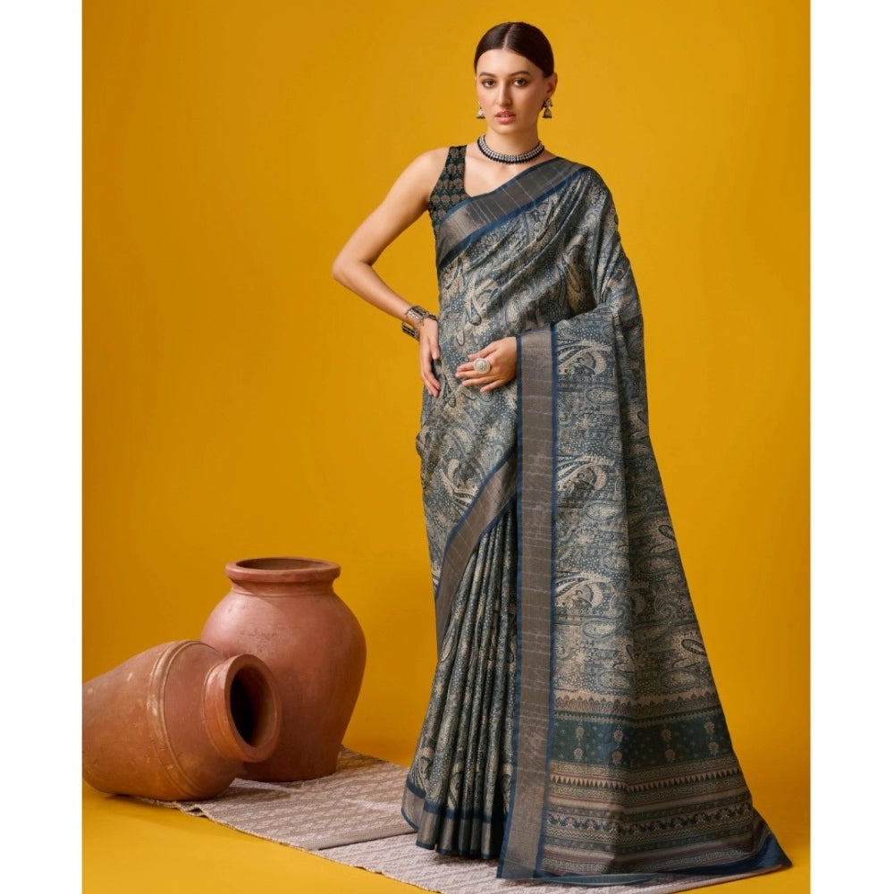 Jaunty Cotton Printed Saree With Blouse Piece