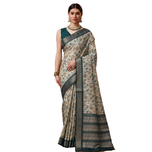 Jaunty Cotton Printed Saree With Blouse Piece