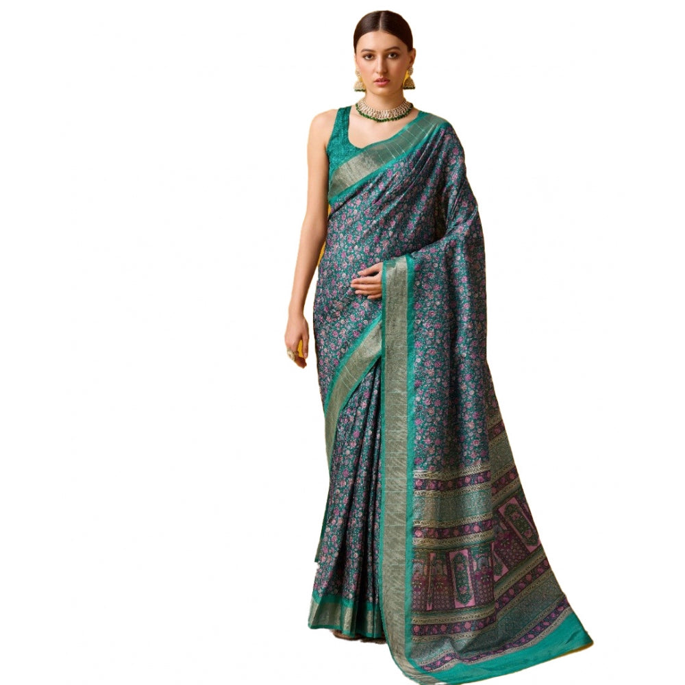 Jaunty Cotton Printed Saree With Blouse Piece