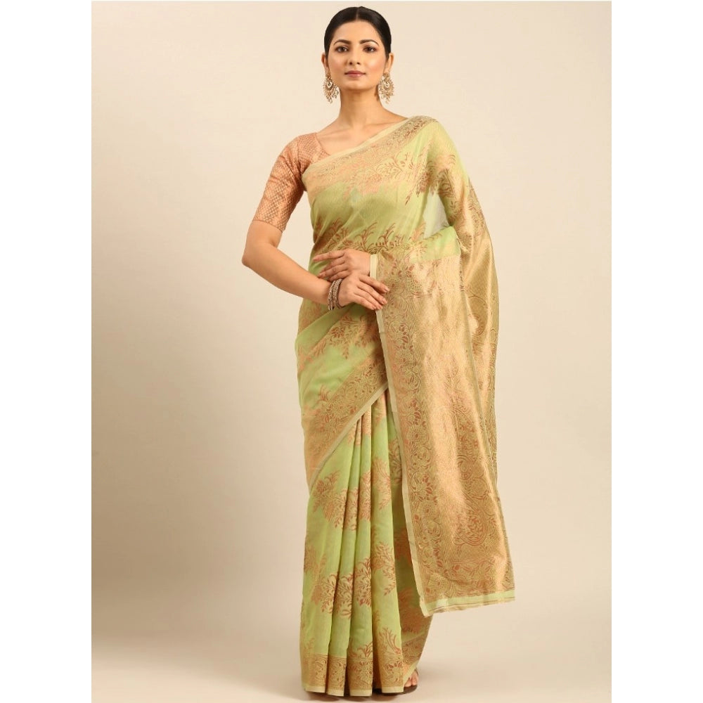 Groovy Cotton Woven Design Saree With Blouse Piece