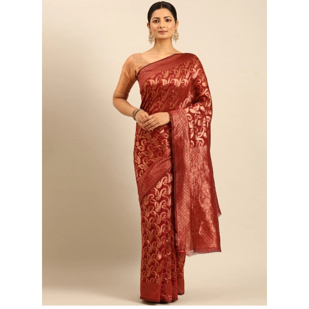 Exquisite Cotton Woven Design Saree With Blouse Piece