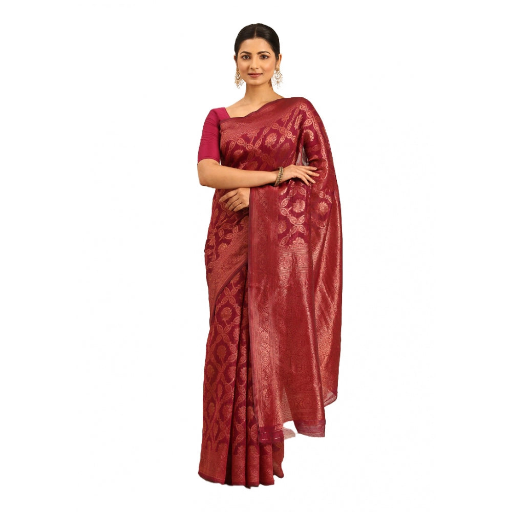 Groovy Cotton Woven Design Saree With Blouse Piece