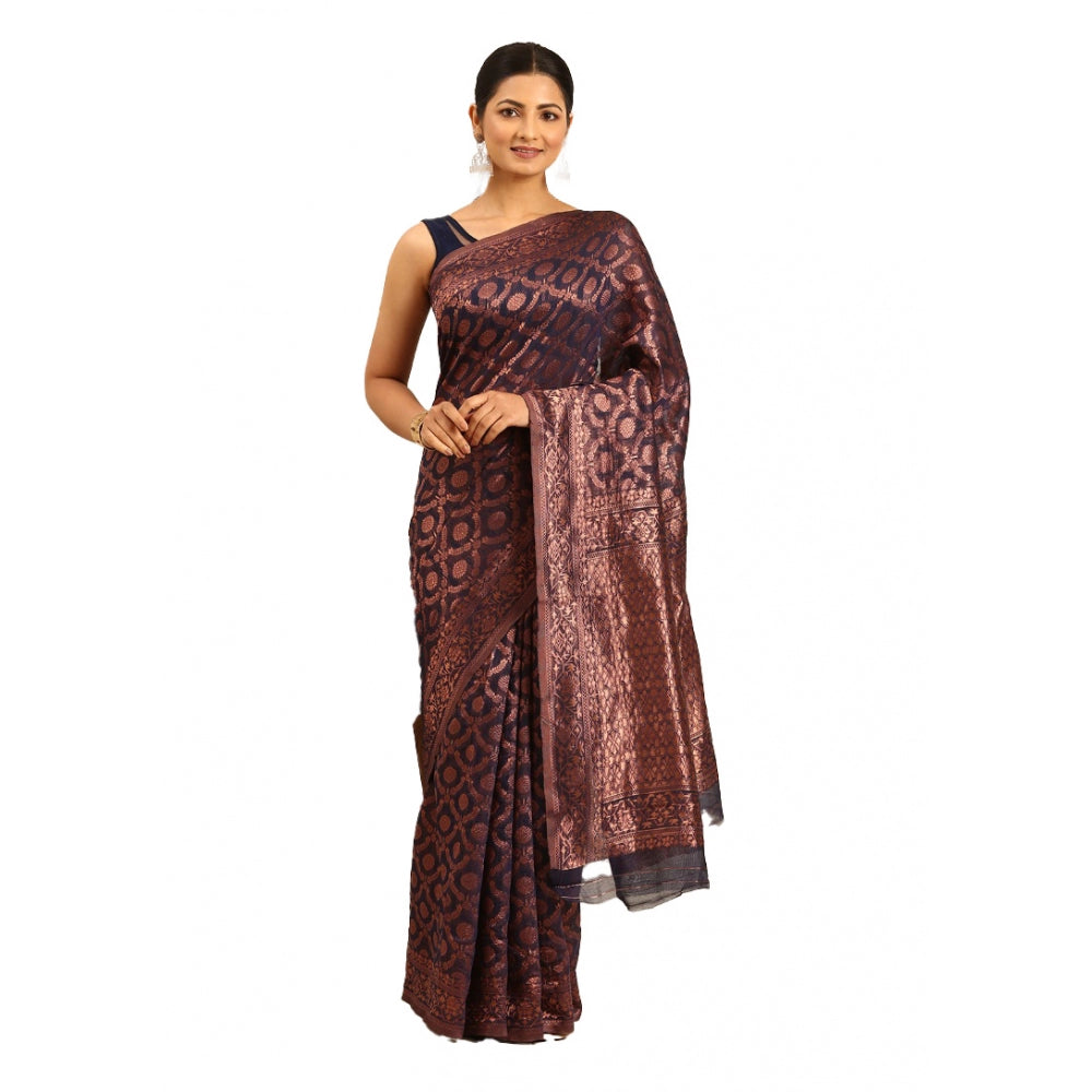 Exquisite Cotton Woven Design Saree With Blouse Piece