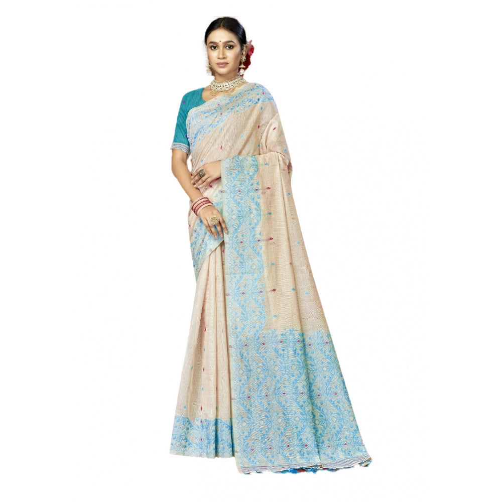 Retro Cotton Woven Design Saree With Blouse Piece