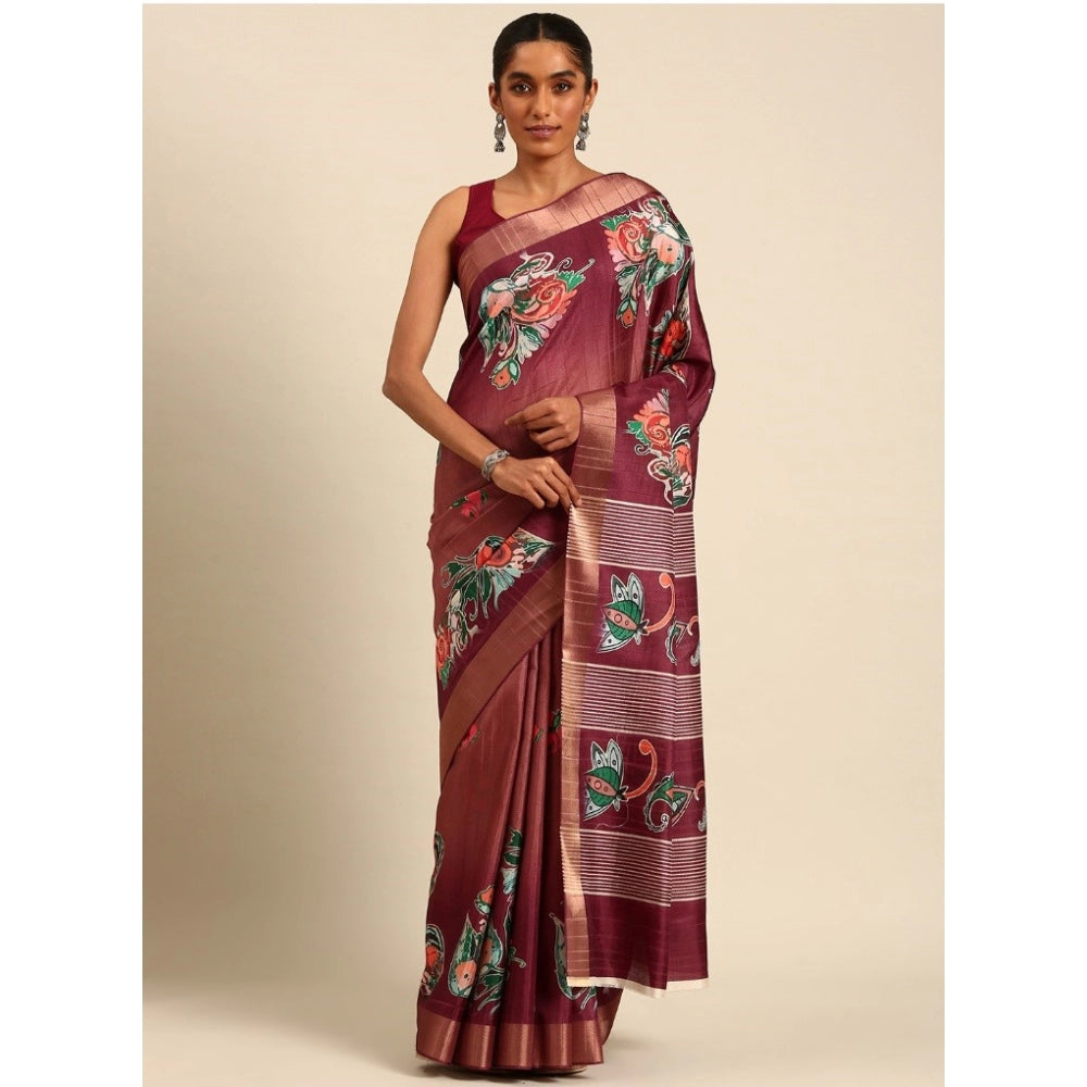 Modish Cotton Printed Saree With Blouse Piece