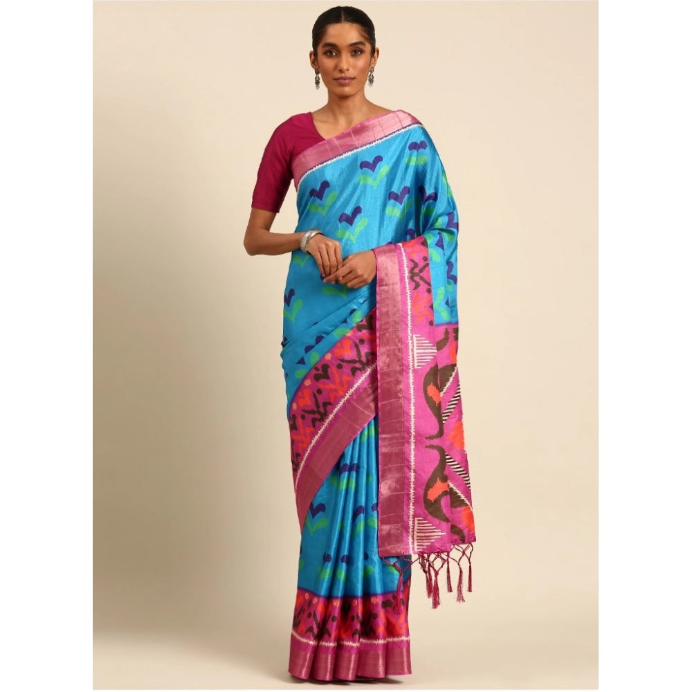 Modish Cotton Printed Saree With Blouse Piece