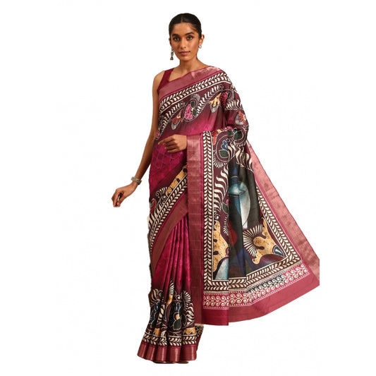 Snazzy Cotton Printed Saree With Blouse Piece