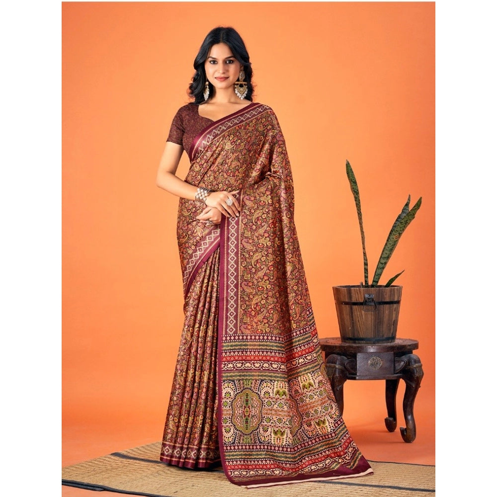 Modish Polyester Printed Saree With Blouse Piece