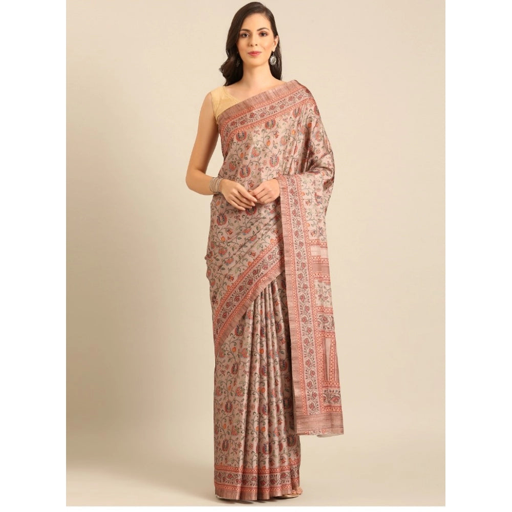 Snazzy Cotton Printed Saree With Blouse Piece