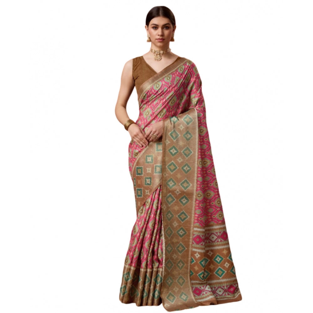 Retro Cotton Printed Saree With Blouse Piece