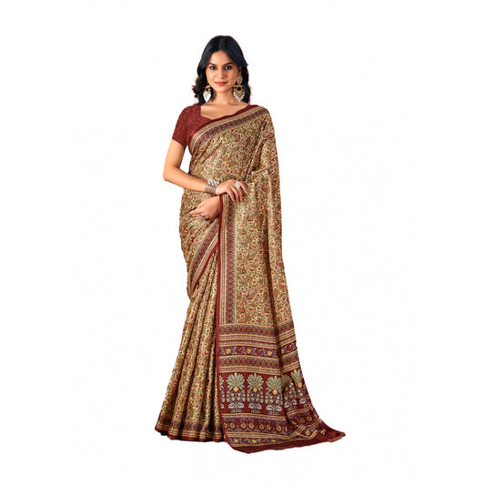 Modish Polyester Printed Saree With Blouse Piece