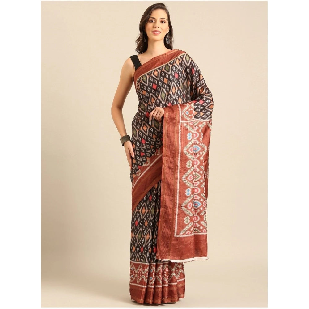 Snazzy Cotton Printed Saree With Blouse Piece