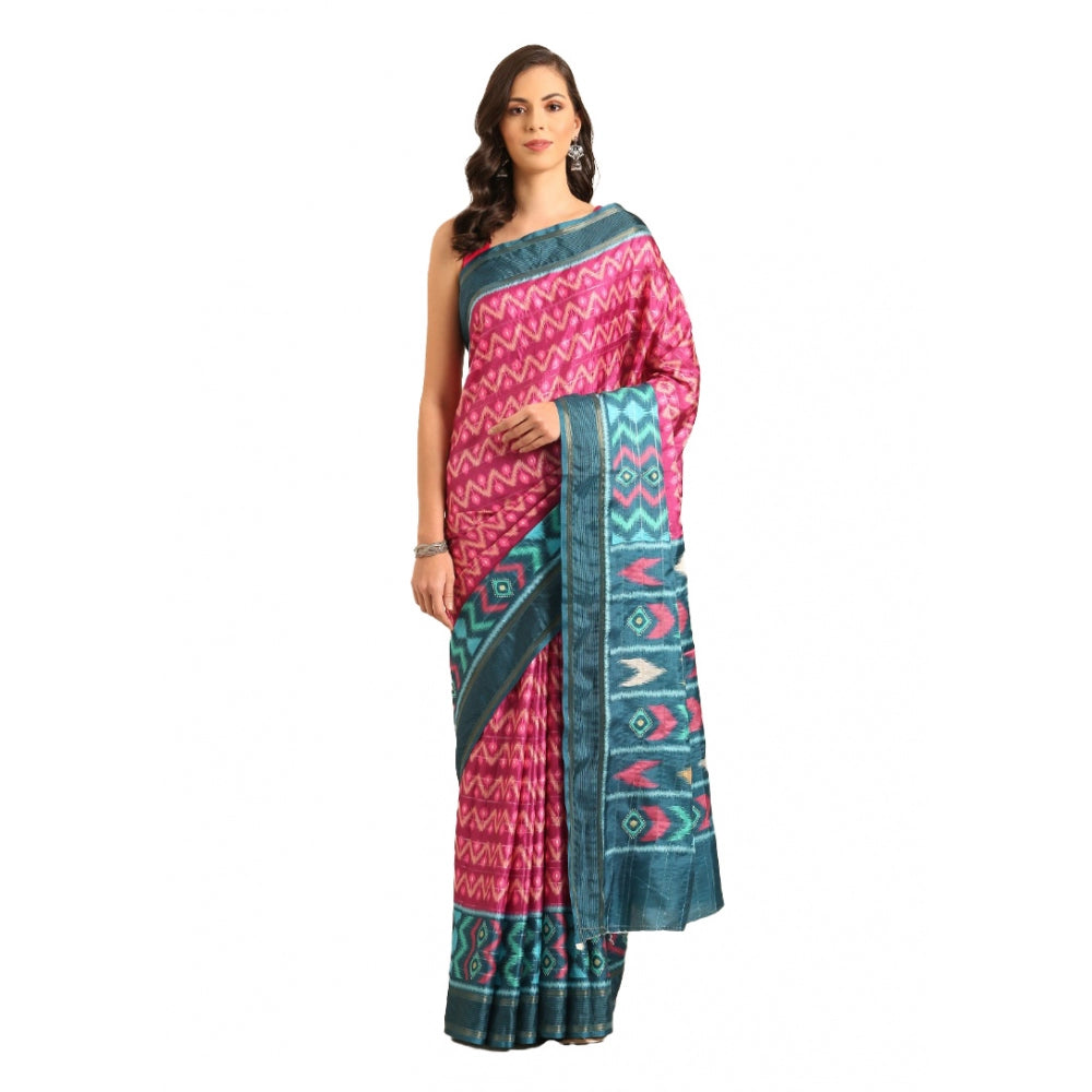 Glamorous Cotton Printed Saree With Blouse Piece