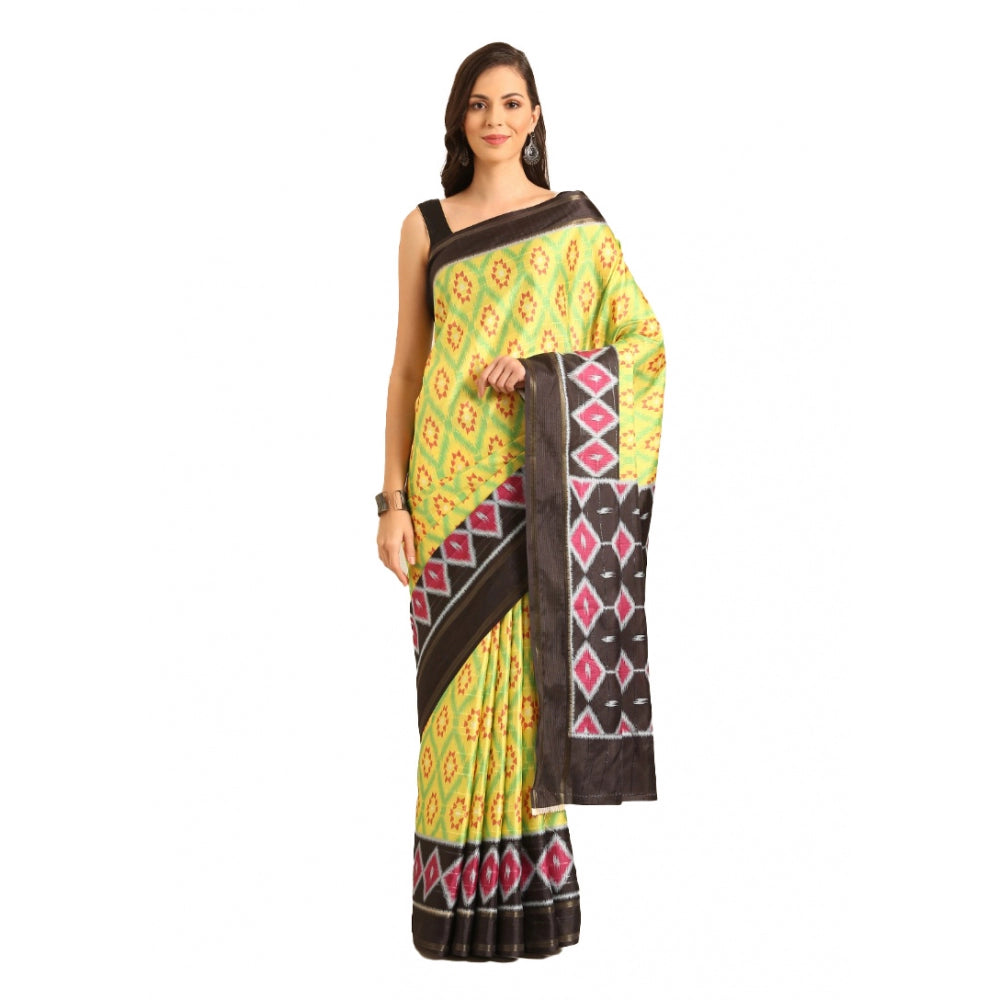 Glamorous Cotton Printed Saree With Blouse Piece