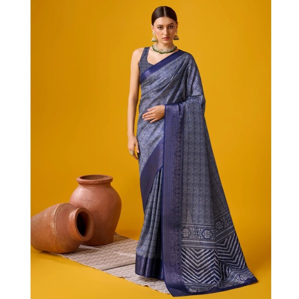 Jaunty Cotton Printed Saree With Blouse Piece