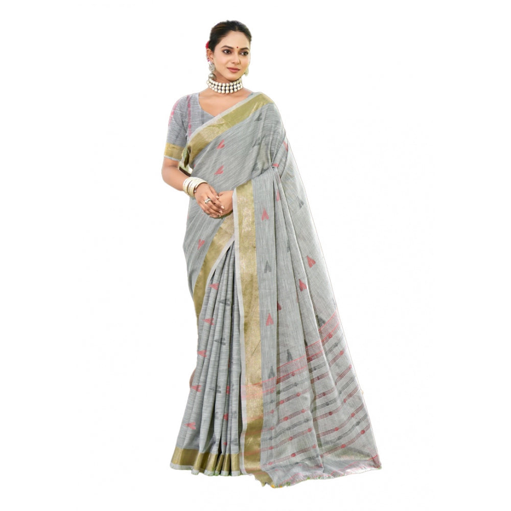 Jaunty Cotton Printed Saree With Blouse Piece