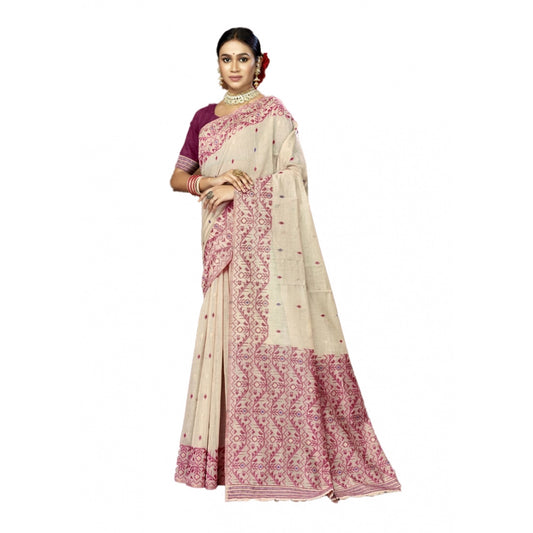 Retro Cotton Printed Saree With Blouse Piece