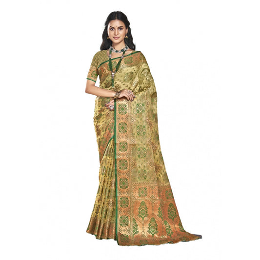 Feminine Organza Woven Design Saree With Blouse Piece