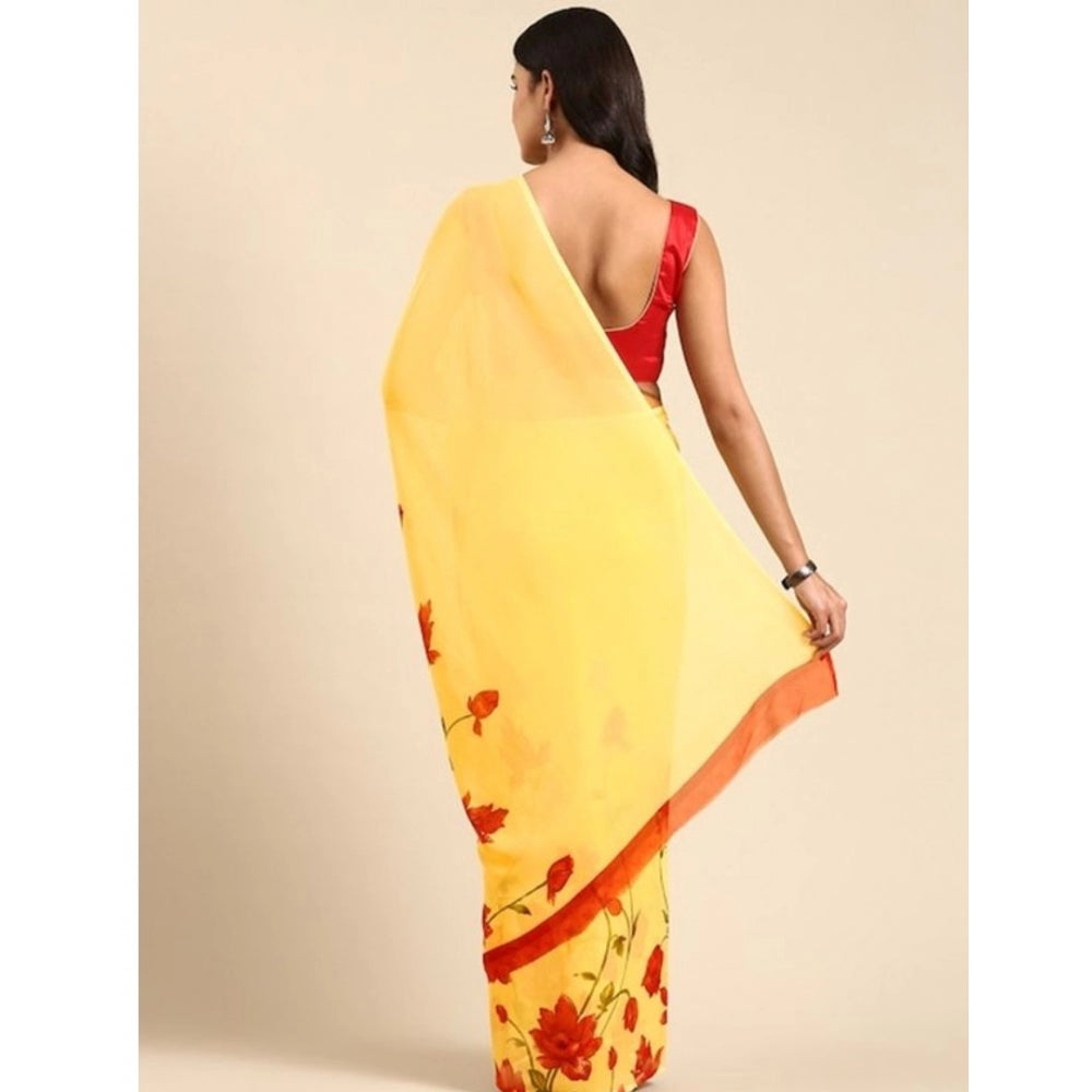 Twinkling Georgette Printed Saree With Blouse Piece