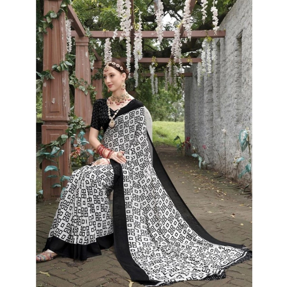 Twinkling Georgette Printed Saree With Blouse Piece