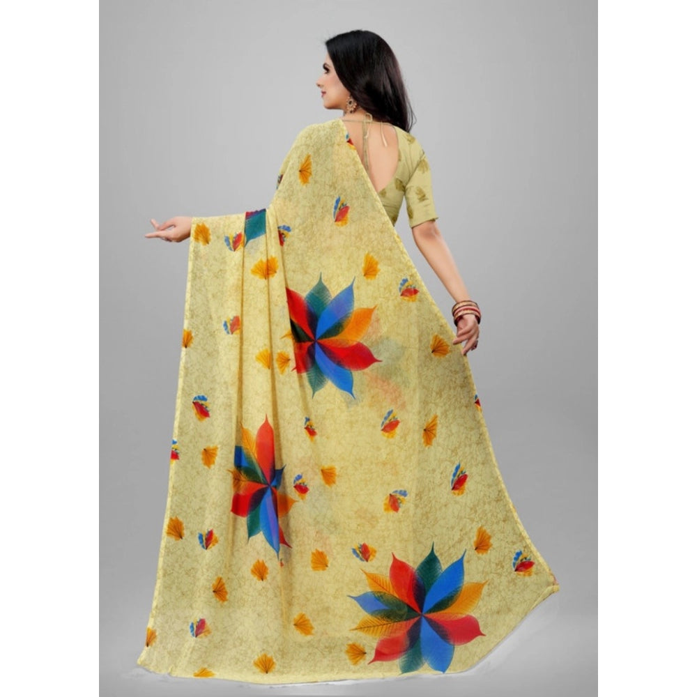 Twinkling Georgette Printed Saree With Blouse Piece