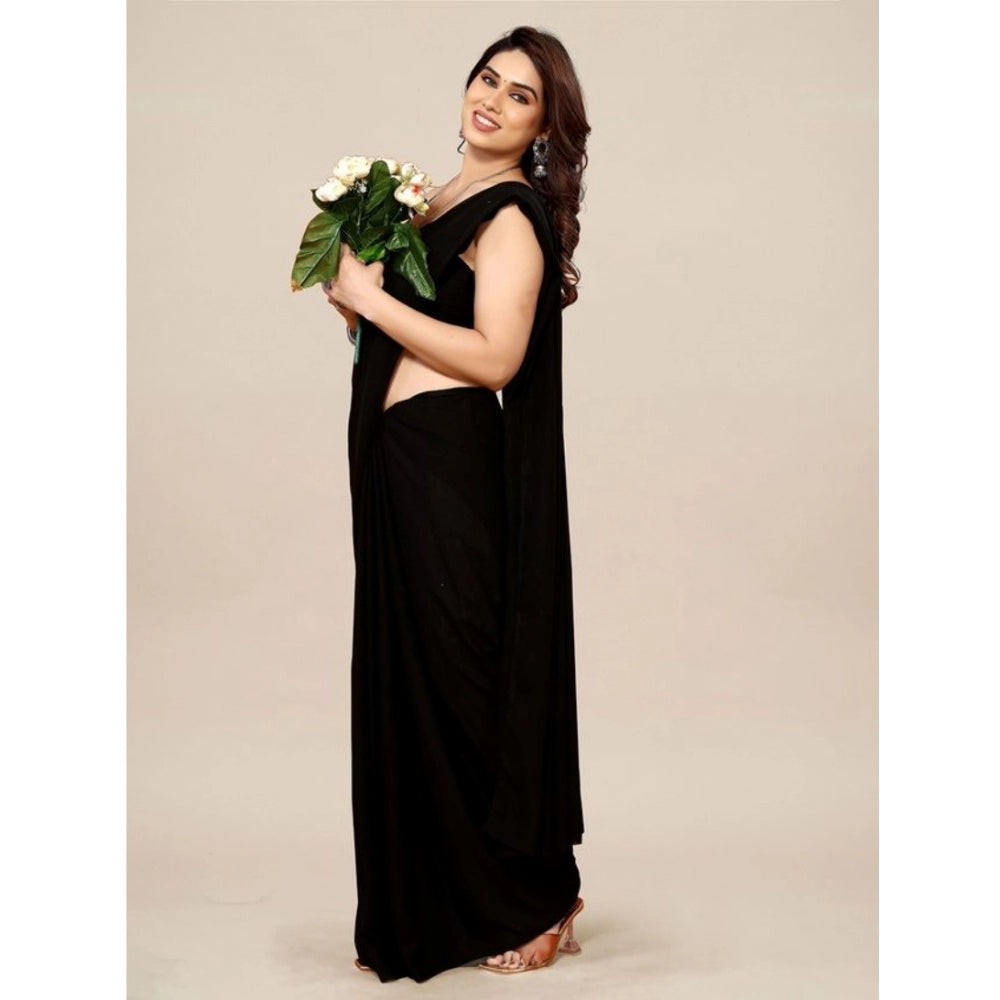 Classic Georgette Solid Saree With Blouse Piece