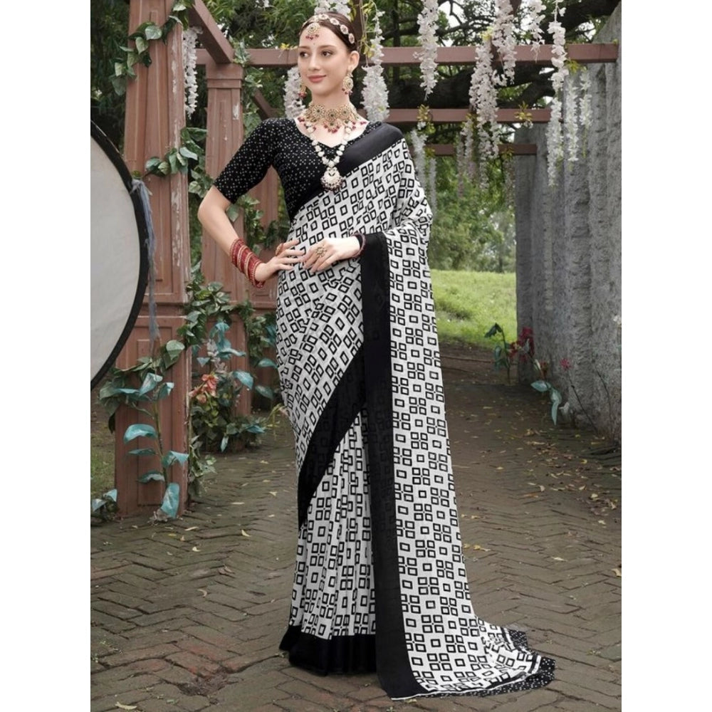 Twinkling Georgette Printed Saree With Blouse Piece