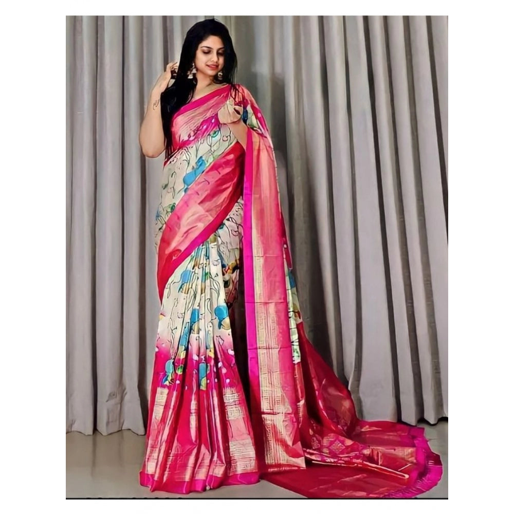 Twinkling Dola Foli Printed Saree With Blouse Piece