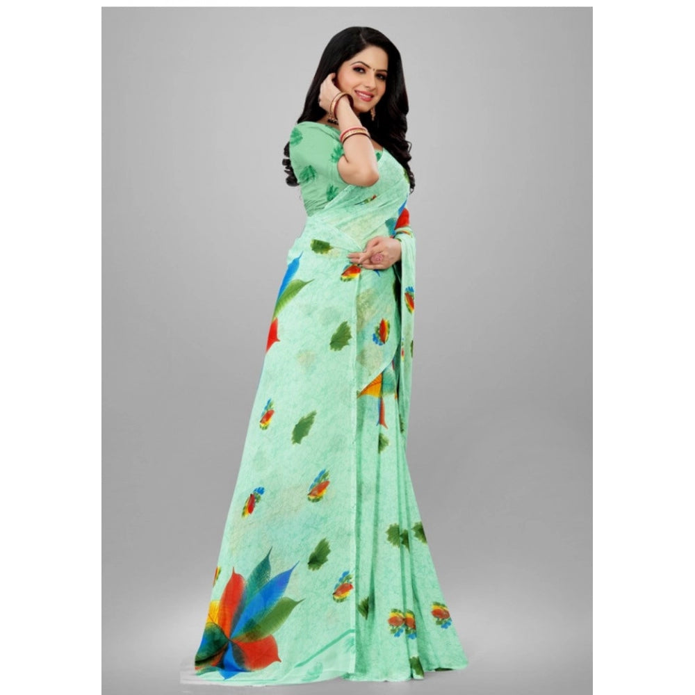 Twinkling Georgette Printed Saree With Blouse Piece